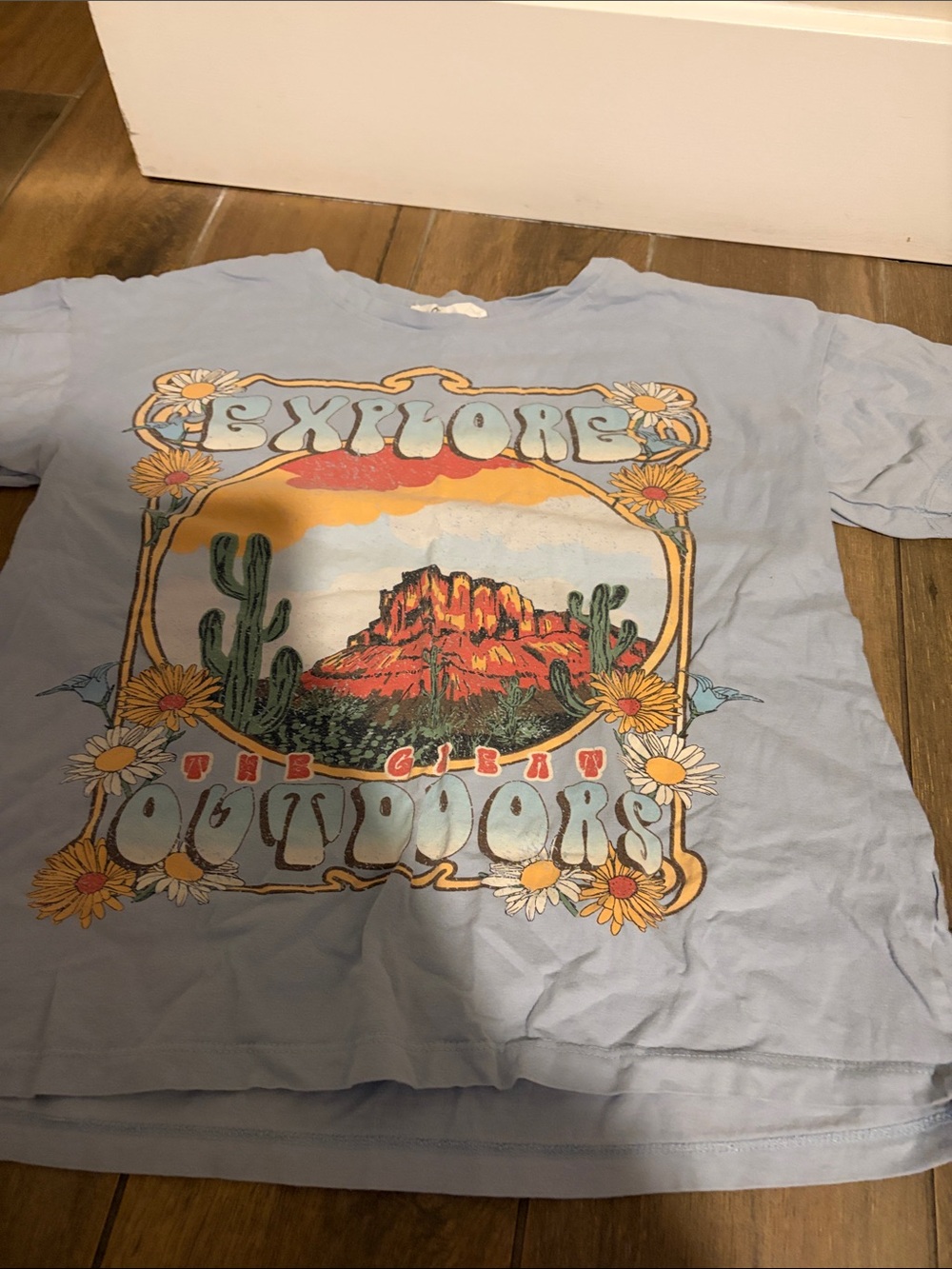 Explore The Great Outdoors Graphic Tee - Light Blue